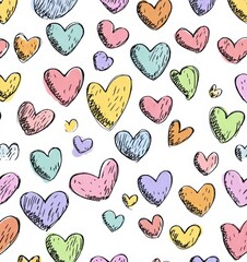 romantic abstract background with hand drawn hearts