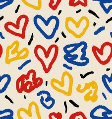 romantic abstract background with hand drawn hearts