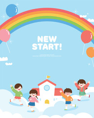 새학기 어린이 학생 일러스트 템플릿 04
