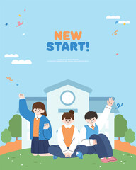 새학기 어린이 학생 일러스트 템플릿 05
