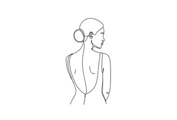Obraz premium Minimalist Woman Back Silhouette Continuous Line Art Black Fashion Illustration