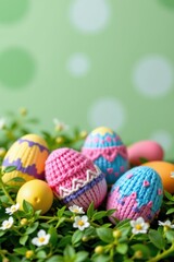 Naklejka premium Vertical pastel easter egg craft decor spring palette scene floral environment whimsical viewpoint