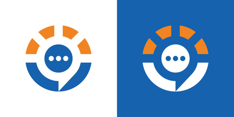 Dual meaning logo combining sun and chat elements, symbolizing positive communication, warmth, friendly interaction, and bright digital connection.