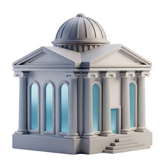 Beautiful 3d rendering of a modern building with glass walls and dome roof isolated on transparent background