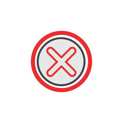 Fototapeta premium Red circular cross mark icon symbolizing incorrectness or refusal, a graphic representation of a negative response