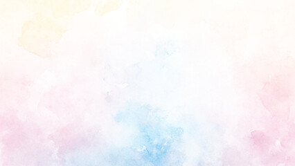 Fototapeta premium Abstract blue winter watercolor background. Sky pattern with snow. Light blue watercolour paper texture background. Vector water color design