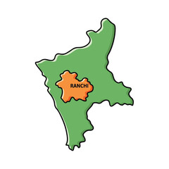 A map with Ranchi highlighted