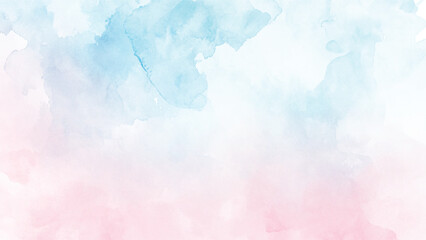 Fototapeta premium Abstract blue winter watercolor background. Sky pattern with snow. Light blue watercolour paper texture background. Vector water color design