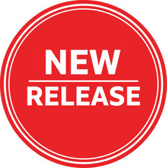 New release red circular badge vector illustration with bold typography for product launches, announcements, and marketing promotions © Shamim