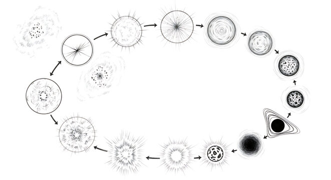 stellar evolution abstract pencil drawing star lifecycle nebula supernova
