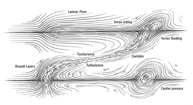 fluid dynamics abstract pencil sketch turbulence patterns laminar flow