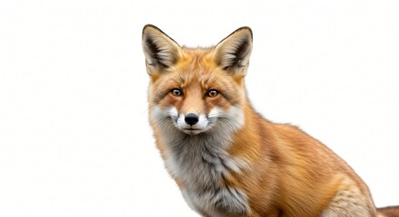 Fototapeta premium High-resolution fox isolated on a solid white background, clean cutout for websites, presentations, advertising, education, and digital design use.