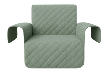Fototapeta premium Green quilted armchair protecting cover transparent background