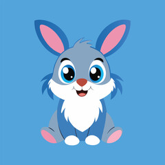 Obraz premium Cute Cartoon Blue Rabbit Character Illustration