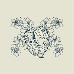 Vibrant Tropical Floral Border with Exotic Leaves and Mandalas.
