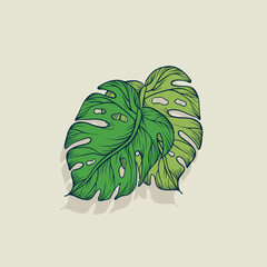 Abstract botanical art background with tropical palm leaves hand drawn in line art style. Vector banner with exotic plants for the design of wallpaper, textiles, print, interior.