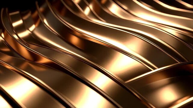 Smooth, Wavy Bronze Metal Abstract Background Texture