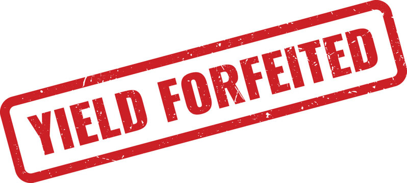 Red Forfeited Rubber Stamp on White Background Indicating Loss or Surrender