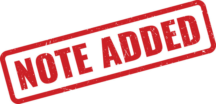 Red Note Added Rubber Stamp on White Background Indicating Addition of Information