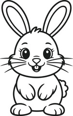 Obraz premium Cute bunny rabbit coloring page vector illustration animal cartoon