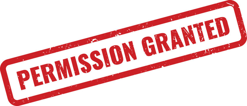 Red PERMISSION GRANTED Rubber Stamp on White Background Indicating Authorization and Approval