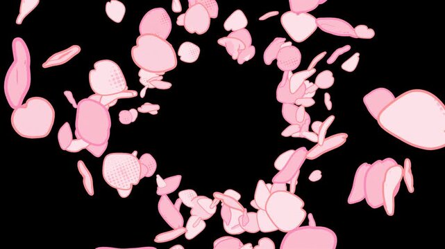 桜が渦状に舞うポップなアニメーション_透過背景
