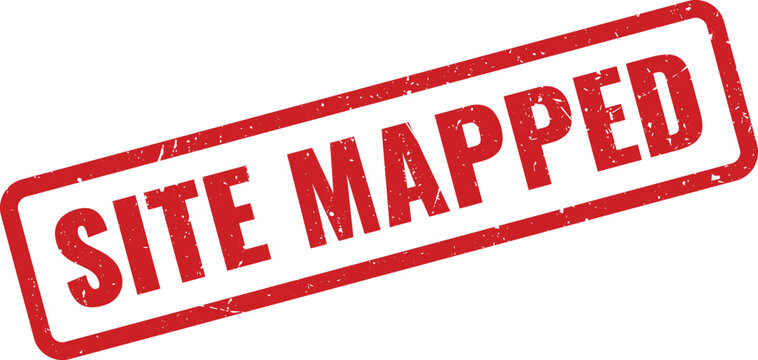 Red Site Mapped Rubber Stamp on White Background, Indicating Survey Completion