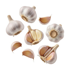 Garlic cloves preparation kitchen food photography indoor close-up isolated on transparent background
