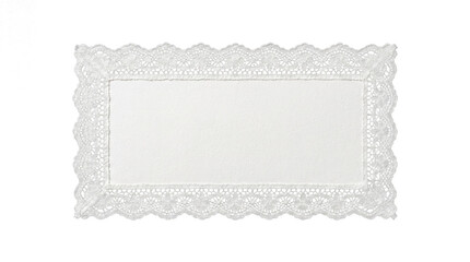 White lace paper doily with decorative scalloped edges and floral patterns