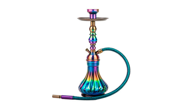 A colorful hookah stands alone  isolated on transparent background