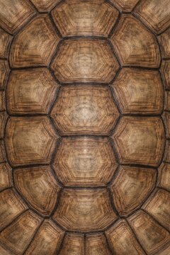 Turtle shell. Turtle shell pattern. Tortoise shell texture detail. Close Up detail of turtle shell. Reptile shell surface design. Realistic turtle shell texture. Turtle back pattern texture.
