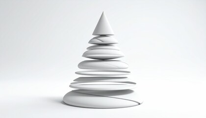 Fototapeta premium White Paper Cone Stack on White Background.