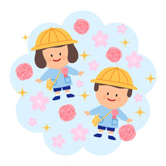 幼稚園入園おめでとうのお祝いイラスト