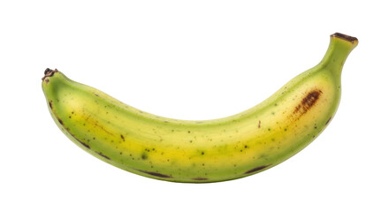 Green plantain PNG isolated on transparent background, unripe banana with spots, tropical fruit for cooking and healthy eating © Matej