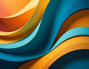 Abstract curved layers in warm & cool colors, creating depth and movement