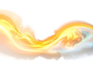 Abstract flowing energy in vibrant golden hues against a clean white backdrop