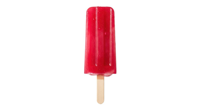 Refreshing red popsicle isolated PNG on transparent background, delicious frozen treat for summer and hot weather enjoyment