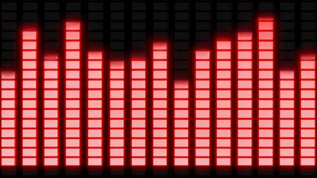 Abstract glowing red audio equalizer bars on black background