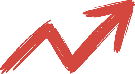 Creative red marker arrow pointing up, success and achievement symbol, hand drawn zig-zag progress line for corporate marketing and presentations.
