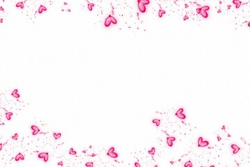 Romantic Glowing Pink Heart Light Sparkle Decoration On White Background