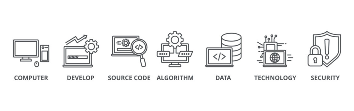 Programming banner web icon vector illustration concept