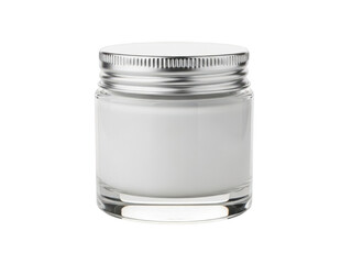A glass jar with a metal lid isolated on transparent background