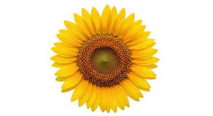 Fototapeta premium Bright yellow sunflower PNG isolated on transparent background, vibrant summer flower with detailed center for design projects and botanical themes
