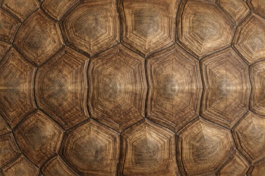 Turtle shell texture pattern with copy space. Close-up turtle shell detail. Tortoise shell surface design. Reptile shell texture. Realistic turtle back pattern. Detailed turtle shell close-up. Macro.