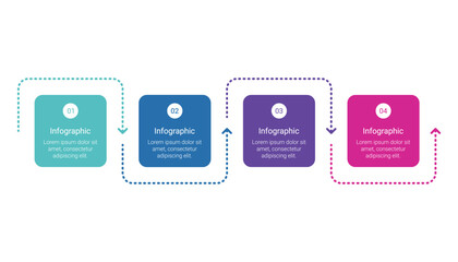 4 Step Process Infographic Diagram with Looped Arrows