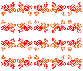 Traditional Asian Cloud Motif in Red and Orange