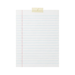 Blank lined paper with sticky note isolated on transparent background