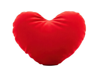 Red heart shaped pillow isolated on transparent background
