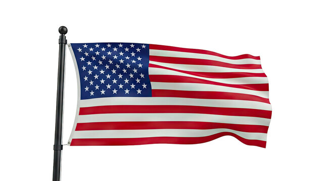 American Flag Waving on Pole