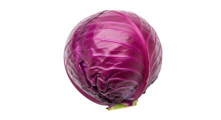 Obraz premium Vibrant purple cabbage isolated PNG on transparent background, fresh whole vegetable for healthy eating and vegetarian recipes